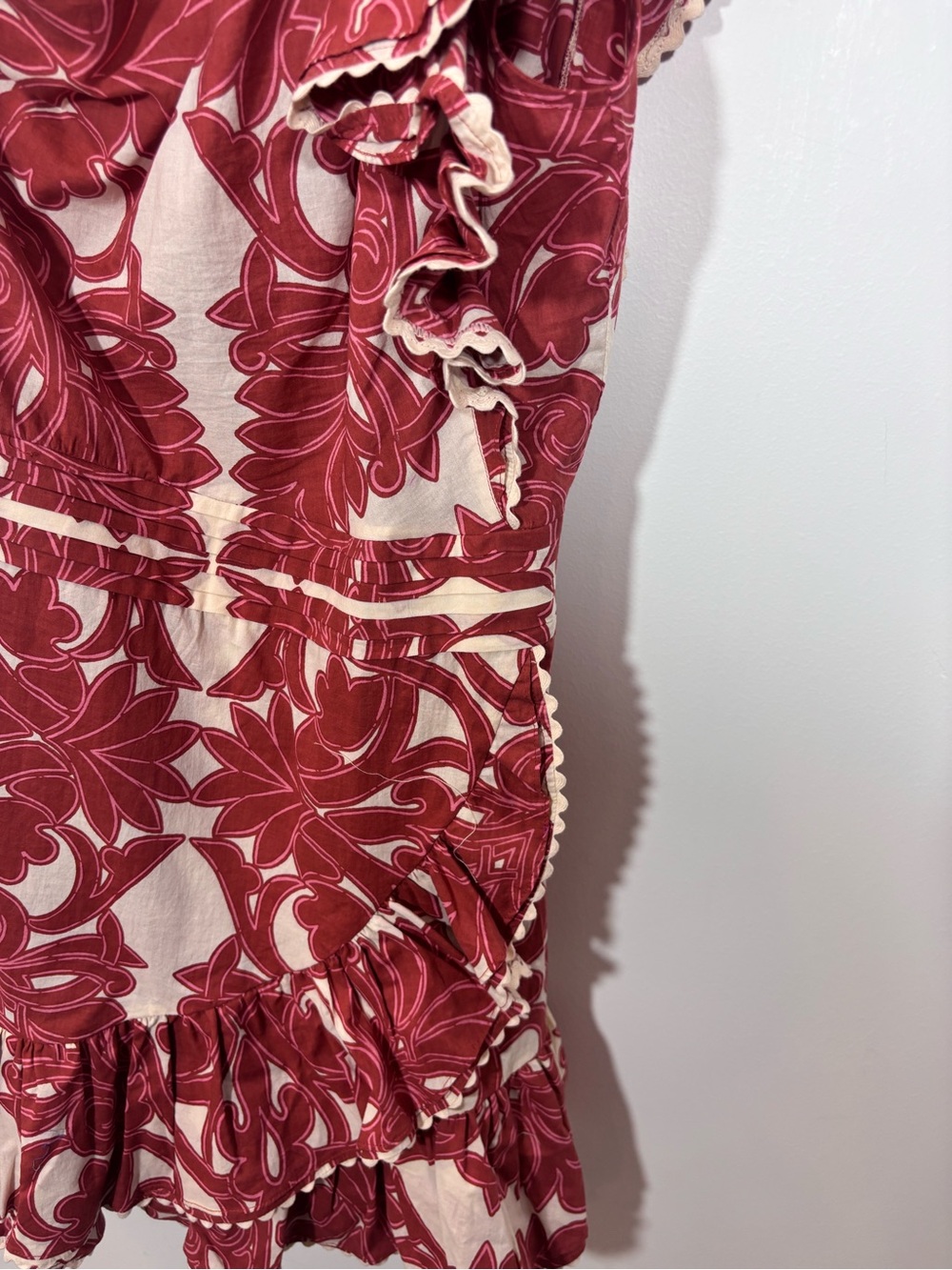 POUPETTE ST BARTH Corinne Floral Ruffled Cotton Minidress XS One Shoulder dainty - Picture 6 of 16